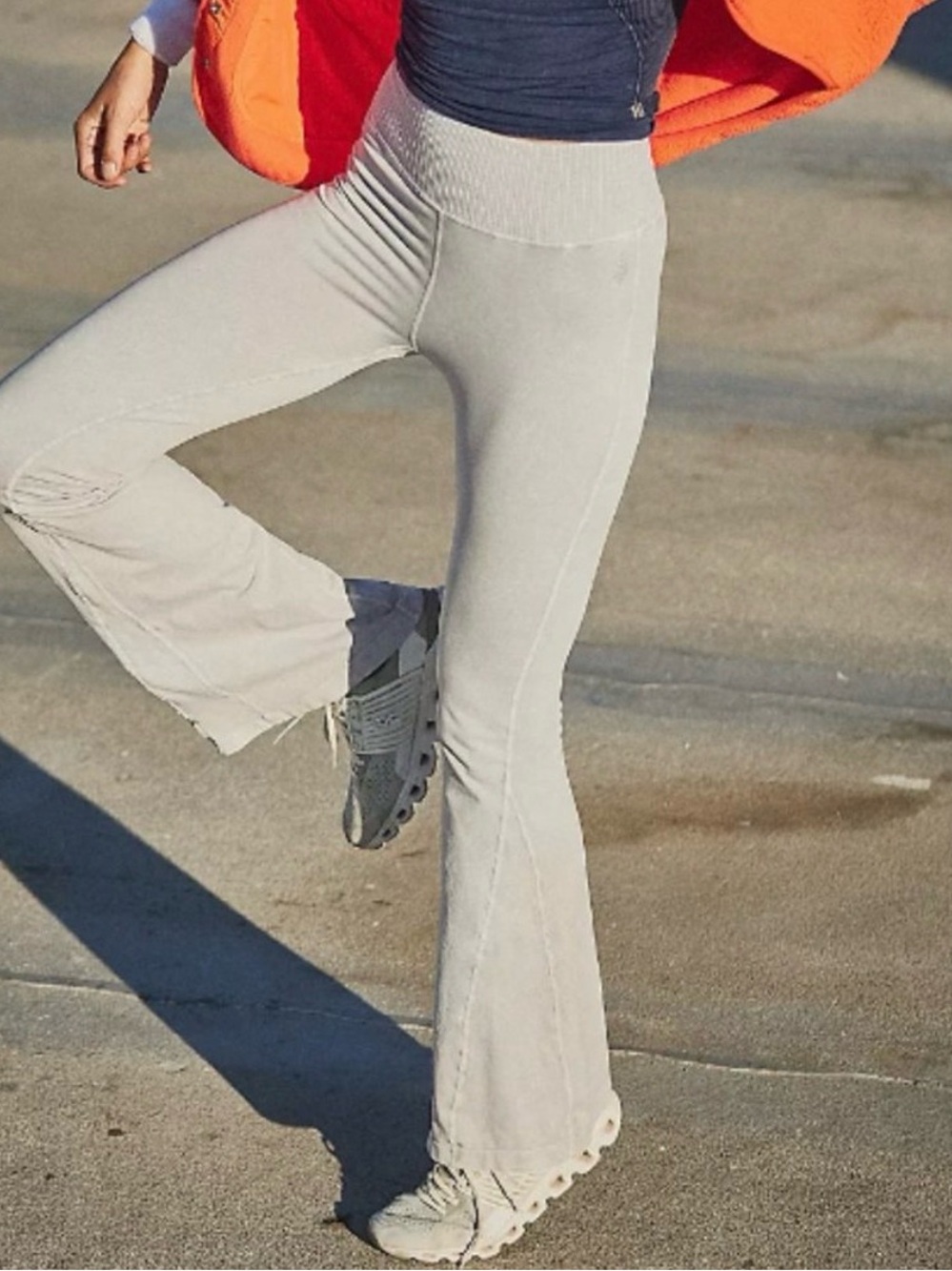Free People Movement Good Karma Flare Leggings in Ice Grey, Size Medium